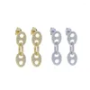 Boucles d'oreilles pendantes 925 en argent Sterling Fine femmes fille bijoux Micro pavé 5A CZ étincelles café perlé lien chaîne goutte boucle d'oreille