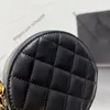 Мини-нежные круглые косметички Womne Crossbody с ромбовидной решеткой из овечьей кожи косметичка с золотой цепочкой на плечо Роскошная сумка Wal249U