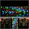 ソーラーストリートライト7m 12m 50/100LEDS LED STRING LIGHTS OUTDOOR ROPEチューブガーデンフェンス用の妖精のパワーフェアリーランドスケープドロップ配信OT9PS