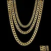 Kedjor m 5mm 7mm rostfritt stål kubansk länk för kvinnor män 18k guldpläterad titan choker halsband mode smycken droppleverans nec ot8vt