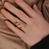 Bröllopsringar för kvinnor bläckfisk stil ring kvinnors rostfritt stål öppet fingerguld färg geometri smycken gåva