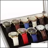 Jewelry Boxes Watch Cases 6/12 Grid Slots Usef Wrist Watches Holder Display Storage Box Aluminium Luxury Square Case Organizer Drop Dhdjc