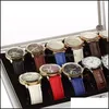 Sieradenboxen horloge cases 6/12 rooster slots useF pols horloges houder display opbergdoos aluminium luxe vierkante kast organisator drop dhdjc