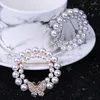 Brooches Bow Pearl Brooch Alloy Round Rhinestones Lapel Pin Dress Scarf Buckle Badge Corsage Clothing Jewelry For Women Accessories