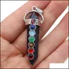 Arts And Crafts Hexagonal Prism Chakra Reiki Healing Pendums Charms Natural Stones Pendant Amet Crystal For Men Women Necklace Jewel Dhfvt