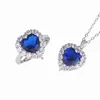 Серьги для ожерелья набор 2PCS PACK 2023 Роскошное синее сердце Сердце Дубай Свадьба для женской леди -годовщины подарки в подарки в массовые
