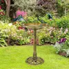 Trädgårdsdekorationer 2 i1 Pedestal Fountain Bird Bath Outdoor Decor Vintage Yard Art Gold Plastic Feeder Bathtub Drinking Basin