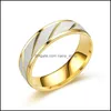 Anillos de pareja 46 mm de acero inoxidable grabado nombre amantes patrón de onda de oro anillo de promesa de boda para mujeres hombres joyería de compromiso gota de otlzd