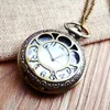 Pocket Watches Antique Steampunk Quartz Watch Pendant Necklace Figure Chain Retro Gift