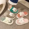 Slippers winter vrouwen harige cartoon wol home schoenen platform lient flat pantuflas de mujer kerst