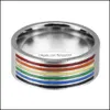 Ringas de banda A￧o inoxid￡vel gay Rainbow Color Homossexual Pride Anel de tit￢nio de alta qualidade para homens Mulheres j￳ias de moda em BK Drop del Otzrz