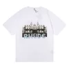 2023 New Men's T shirt North American High Street Brand Rhude Fashion Niche Casino High-definition Castle Printed Short Sleeved for Lovers