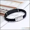 Charm Bracelets Stainless Steel Couple Clasp Bangle Handmade Braided Leather Bracelet Men Q285Fz Drop Delivery Jewelry Dhcnd