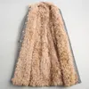 Dames bont faux echte jas vrouwelijke natuurlijke lamslijn tweed wol jassen riem lange winterjack vrouwen mink kraag 18622 yq1989 Women's