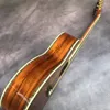 39 "Volledige Koa Wood 0045 Luxe zwarte vinger Abalone Shell Mozaïek akoestische akoestische gitaar