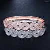 Bangle Fashion Cubic Zirconia Paled Rose Gold Color and Silver Plated Big Infinity Open Cuff Bangles smycken för kvinnor