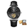 Orologi da polso Real Tourbillon Watch Men Business Fashion Hollow Prospettiva Automatico Meccanico Retro Orologio classico regalo maschile