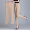 Damenhosen Bürodame Elegant Solide Gerade Frühling Herbst Frauen Taschen Hohe Taille 4XL Koreanische Weibliche Mode Bleistifthose 2023