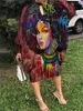 Vestidos casuais 2023 Summer feminino Africano Manga longa Vestido de morcego Tropical Party Evening Retro Trend Trend Beach