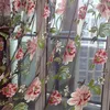 Curtain Door Blinds Window Peony Printed Floral Tulle Living Room Divider Valance Home Decoration Shade Treatments Voile