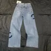 2024NEW WOMENS JEANS Hög midja designer rakt genom breda benbyxor visar tunna kvinnor avslappnad storlek s-l-