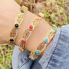 Hollow Bangle Gold Color Metal Colorful Stone Mix Armband Women 2023