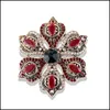 Pins Brooches Luxury Vintage Brooch Women Flower Red Resin Crystal Broches Ladies Lapel Hijab Cor Pin Turkish Ethnic Jewelry 39 E3 Dhtpb