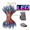 LEDモジュール500PCS 1000PCS WS2811ピクセルモードセットDC 5V 12MM IP68 RGB拡散アドレス可能なアドレス指定T1000SコントローラーパワーアダプタードロップOTUGO