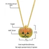 Ketten KING Halloween Kürbis Lustige Anhänger Halskette Vollvereist Orange Rot Zirkonia Gold Schwarz Farbe Schmuck Geschenke
