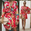 Kvinnorjackor 2023 Boho Floral Open Capes Casual Coat Loose Blue Kimono Long Cardigan Vintage Coats Fashion Outfits1