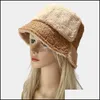 Geizige Krempe Hüte Casual Stitching Kontrastfarbe Kunstpelz Winter für Frauen Warme Eimer Hut Männer Fisherman Caps Drop Lieferung Mode Otbc9