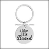 Key Rings Fashion Jewellery Accessories Lovers Stainless Steel I Like Her Butthis Beard Keys Buckle Originality Pendant Ornaments Ke Dhuh6