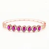 Pulseira rosa bracelete de ouro russo 585 de luxo roxo Rubin Stone Bated 14K