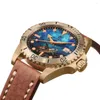 Wristwatches BODERRY Mens Automatic Watches Bronze Military Watch Mechanical Wristwatch Diver 100m Waterproof Sapphire C3 Luminous Sport
