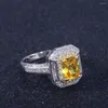 Pierścionki ślubne Wysokiej jakości kwadratowy pierścionek damski damski dwukolorowy duży srebrny kolor z cyrkonżu biżuterię akcesoria