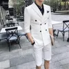 Ternos masculinos 2023 Chegada Red Men com calças curtas 2 peças (jaqueta gravata de calça) Prom de casamento estilo casual slim noivo smokings blazer 575