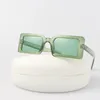 Lunettes de soleil Mode Carré Femme Vintage Marque Designer Lunettes de Soleil Femme Rétro Rectangle Noir Vert Miroir