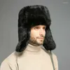 ベレー帽暖かい冬の毛皮の帽子ロシアトラッパーイヤーフラップスキーキャップ