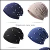 Bonnet / Crâne Caps Automne Printemps Doux Coton Bonnet Chapeaux Femmes Filles Perle Strass Chaud Sklies Cap Urban Bonnet Chapeau Femme Dames Otztx