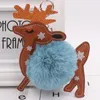 Keychains Christmas Elk PU Leather Hair Ball Key Ring Accessories Decoration Ethnic Wind Chain Backpack Pendant Small GiftKeychains