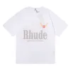 2023 Nouveau T-shirt pour hommes North American High Street Brand Rhude Grand Prix Trendy Rice Lettering Women's Loose Short Sleeve Summer
