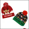 Beanie/Skull Caps LED Christmas Hats tröja stickad Beanie Santa Light Up Winter Hat For Adts Party Warmer Cap Delivery Fashio Otaws