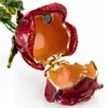 Jewelry Pouches Rose Rhinestone Inlaid Box 3D Alloy Ring Necklace Trinket Storage Case