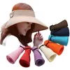 Wide Brim Hats Women Summer Visors Sun For Foldable Large Beach Hat Straw Chapeau Femme UV Protection Cap