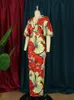 Party Kleider Vintage V-ausschnitt Laterne Hülse Maxi Vestido Sommer Elegante Boodycon Gedruckt Langen Rock Urlaub Afrikanische Frauen 2023