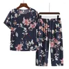 Damska odzież sutowa FDFKLAK BAWIEŃ BAWECZNE Zestaw piżamy plus wielkości krótkie rękawowe spodnie domowe garnitur w średnim wieku matka xl-4xl