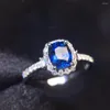 Pierścienie klastra Sapphire P1216 PURE 18 K Naturalne królewskie kamienie niebieskie Gemone 1.21ct Diamonds Gems Pierścień żeński