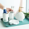 Badtillbehör Set Nordic Ocean Series Creamics Bathing Badrum Produkter Tvätt Cup Soap Dish Liquid Dispenser Dusch Gel Bottle Kit