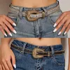 Belts Western Sequins Belt Crystal Studded Luxury Pin Buckle For Skirt Jeans