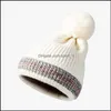 Czapki do czapki/czaszki zwykłe uliczne kobiety zimowe dzianinowe kapelusz klasyczny geometryczny wzór w paski czapkę czapkę z pompom kulą dostawę OT1in